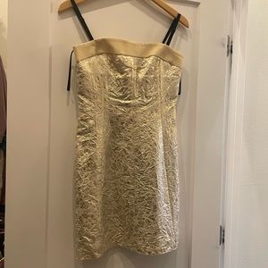 D&G Dolce & Gabbana Gold 
Lined Pleated Floral Party & Holiday
Dress